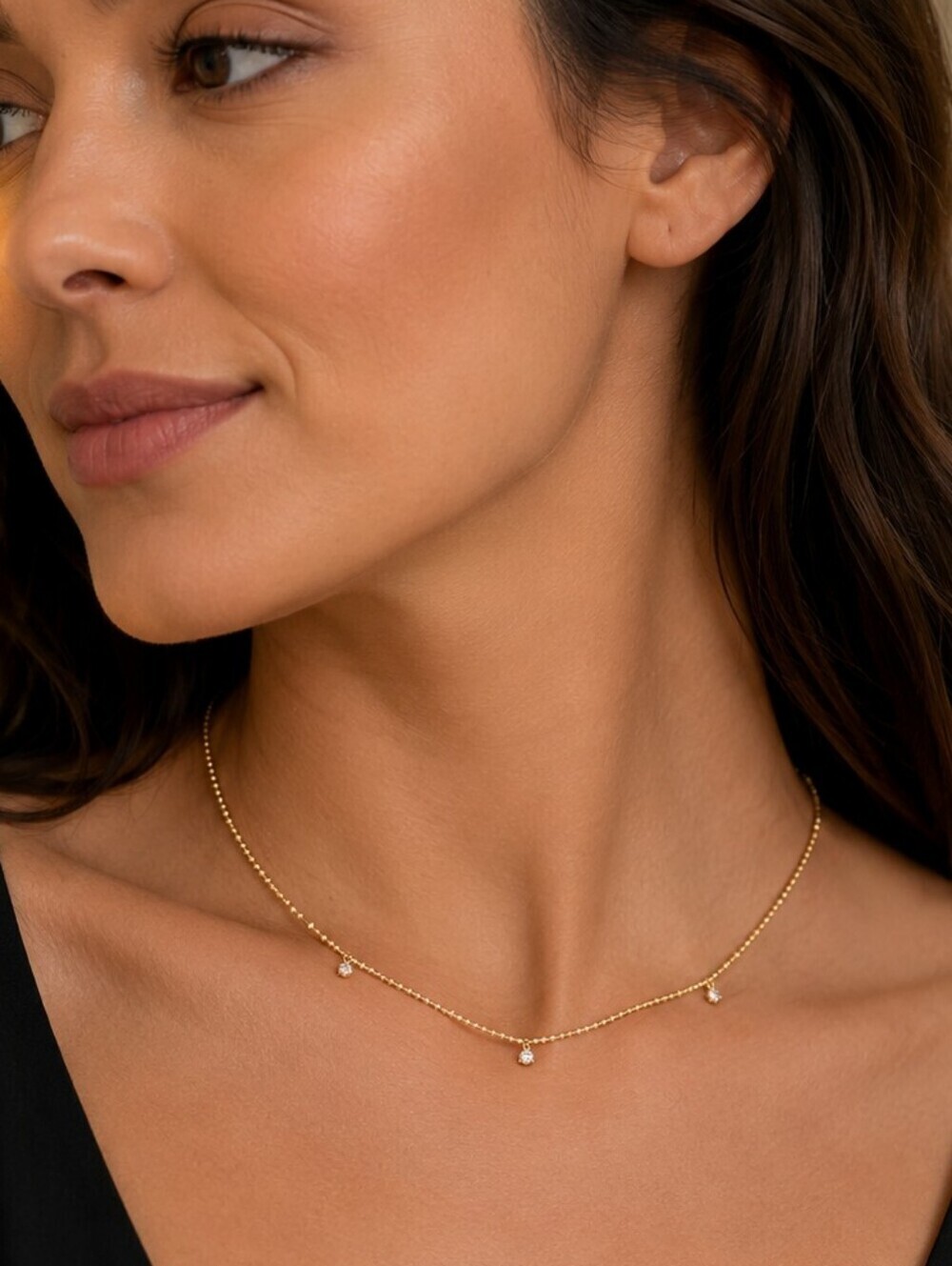 3/$30 Dainty Delicate Goldtone Rhinestone Minimalist Necklace